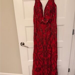 Elegant Red Sequin Evening Gown